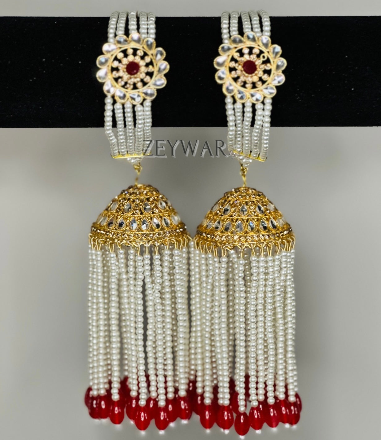 ARAYA | Kundan Kaleerey with Zircon Details & Pearl Beads