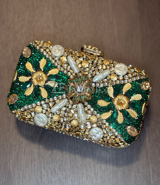 HANYA | Large Embellished Kundan & Metal Clutch (Copy)