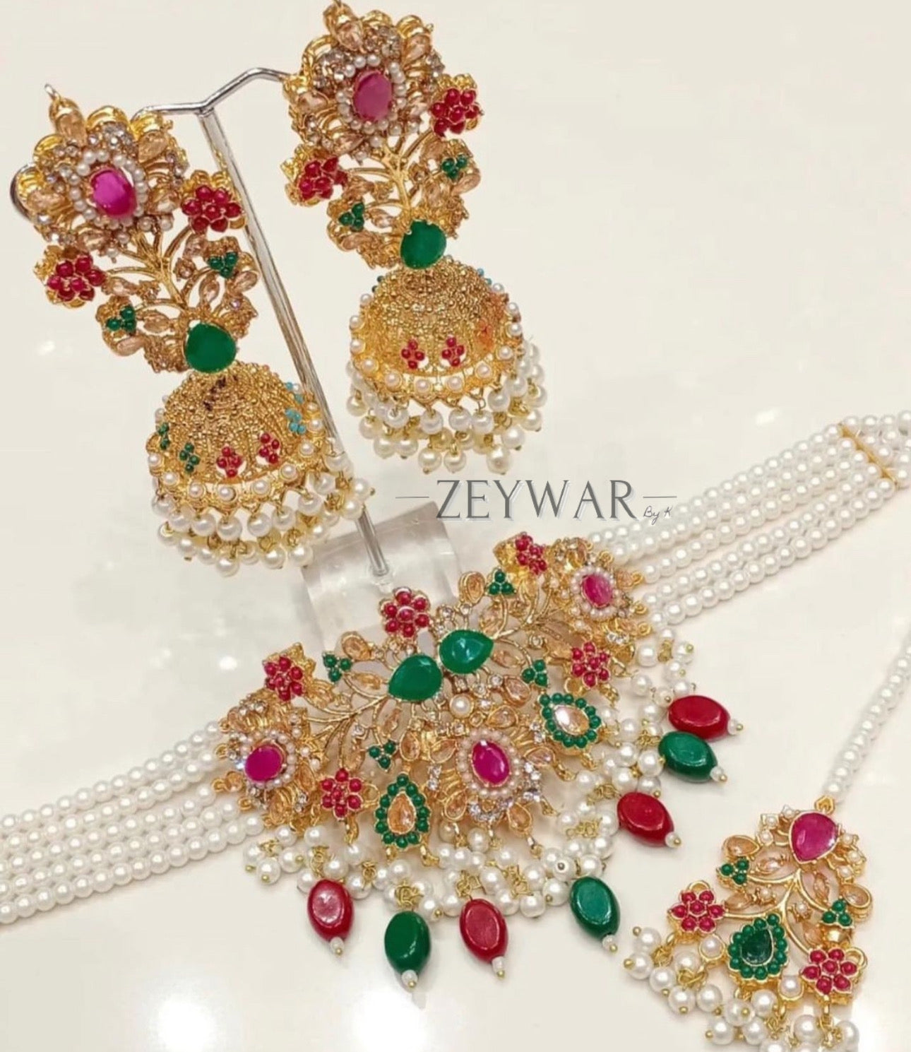 SITARA | Trending Choker Set with Oversized Earrings & Tikka