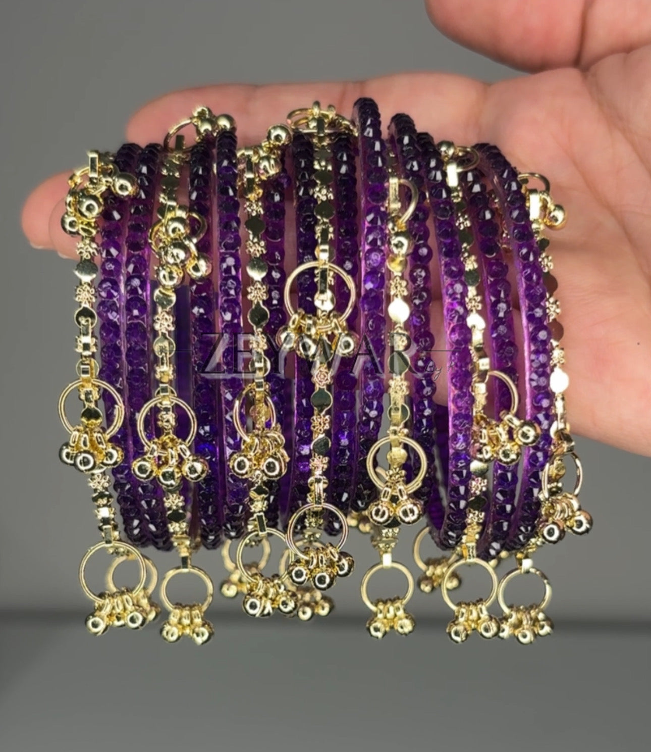 SEERAT | Purple | Glass & Kashmiri Bangles