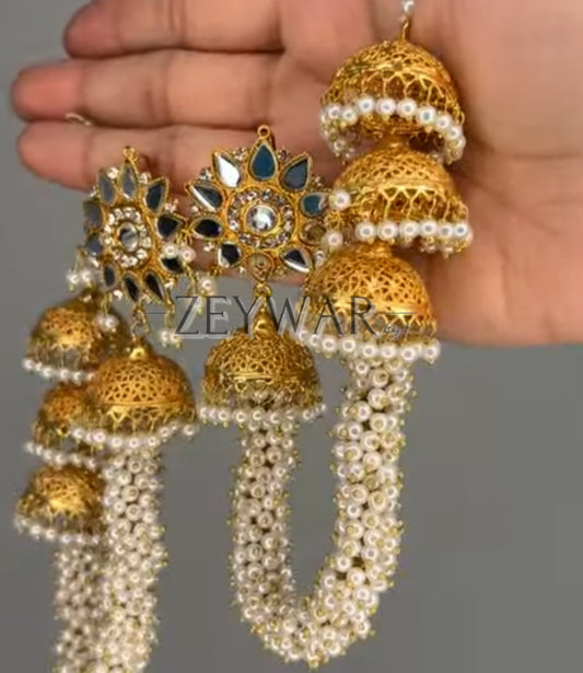 KAI | Statement Mirror Jhumkey with Pearl & Jhumkey Saharey