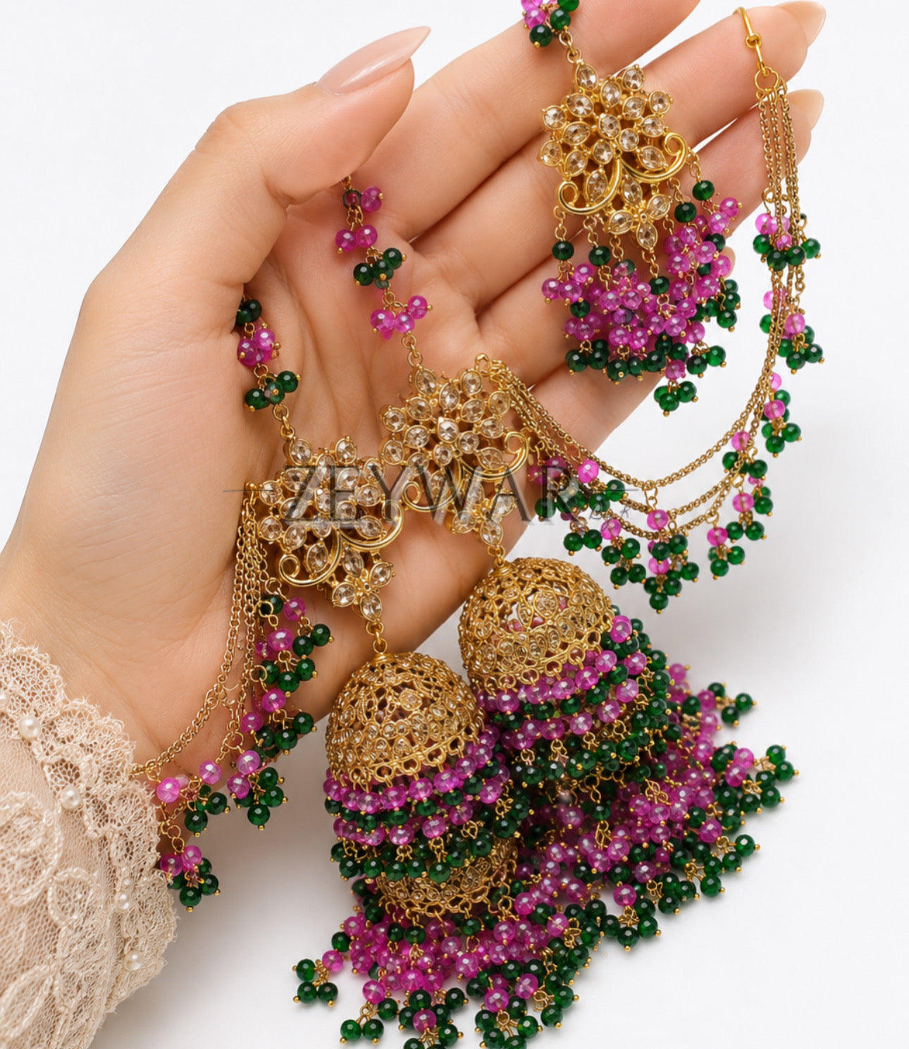 ANAHITA | Gold-plated Double Layer Jhumki’s & Tikka