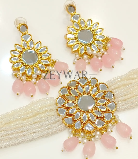 NAFEESA | Mirror Choker with Earrings