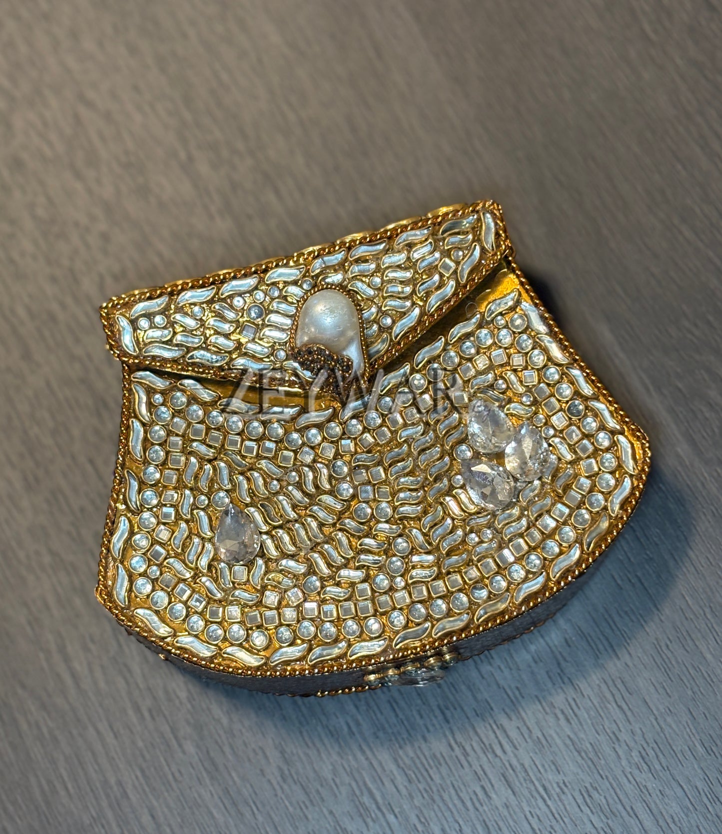 ROSHNI | Small Metal & Kundan Clutch