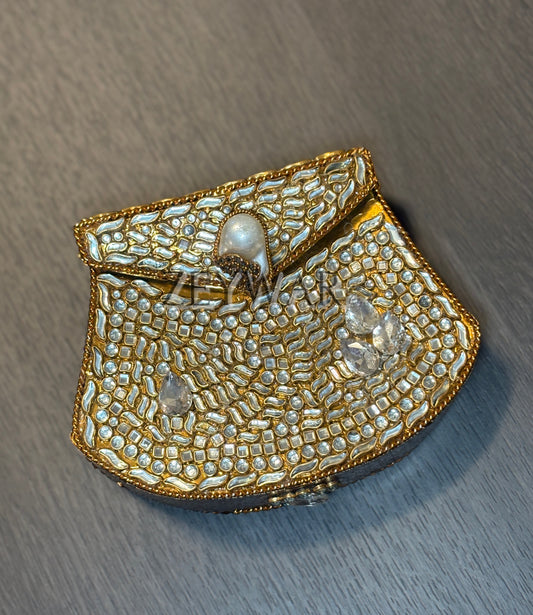 ROSHNI | Small Metal & Kundan Clutch