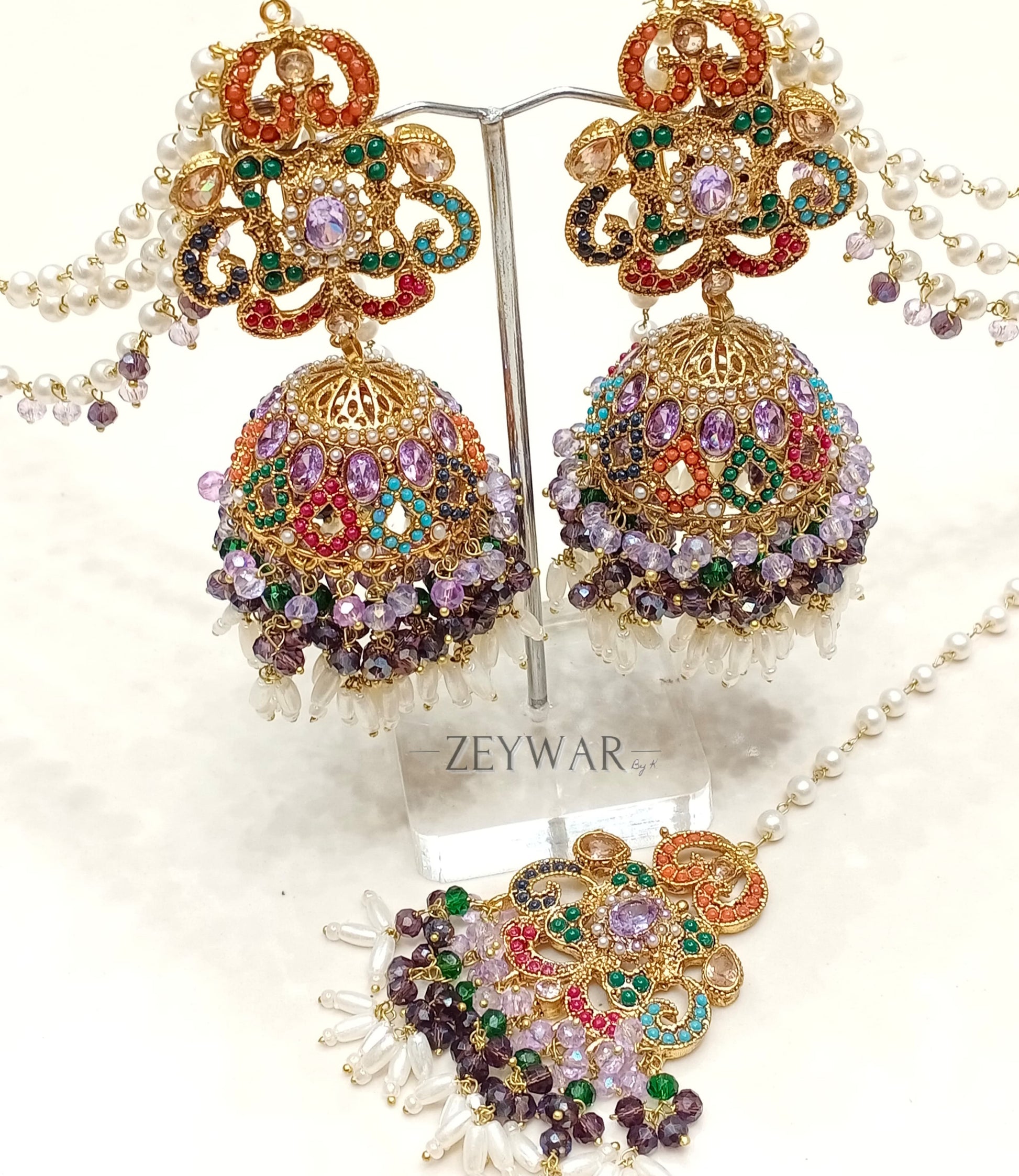 ZERMEEN | Tikka & Earrings with Saharey