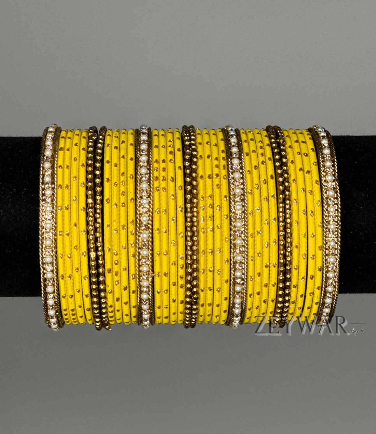 BANGLES | Yellow | Glass Bangles with Gold Specks