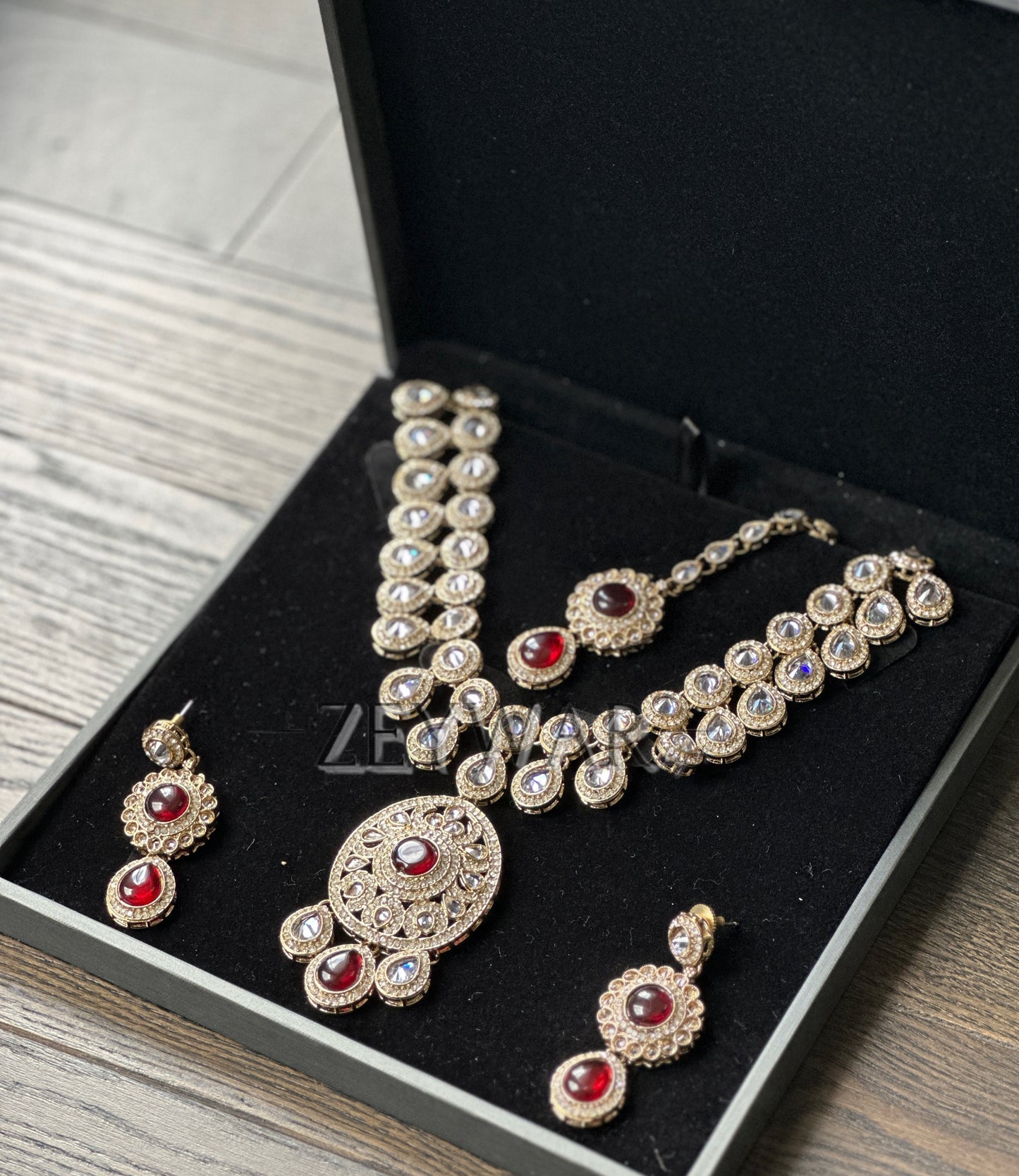 REEM | AD & Polki Set with Earrings & Tikka