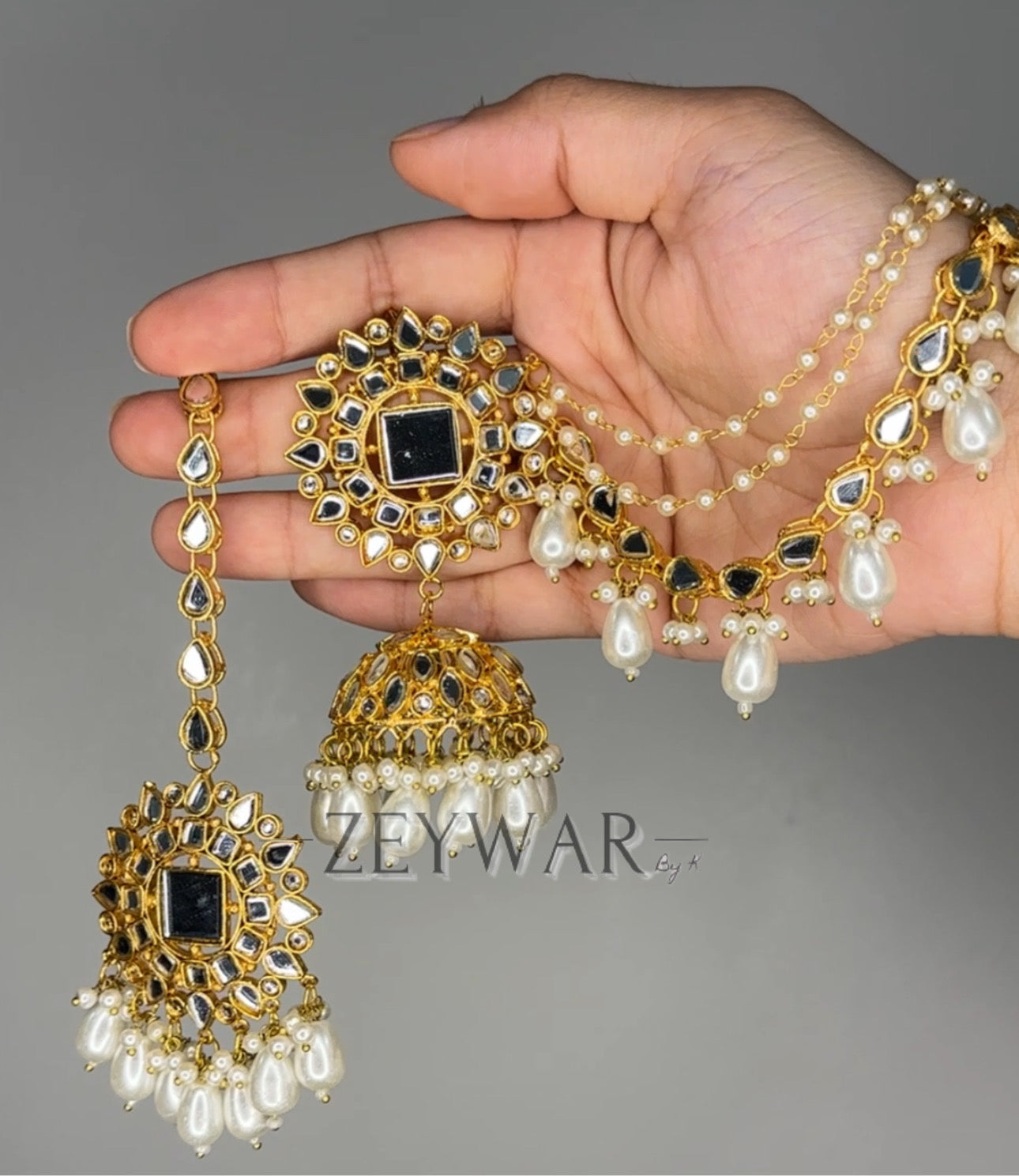 SAMARA | Mirror Earrings with Saharey & Tikka