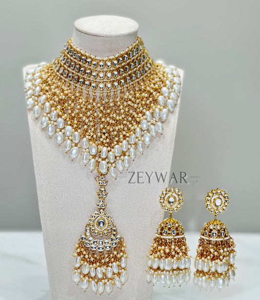 RIDHI | Kundan Neckline with Earrings & Tikka