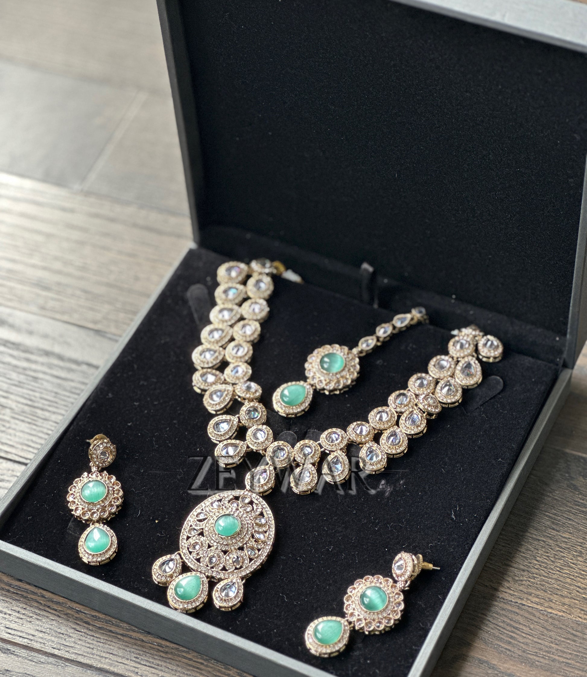 REEM | AD & Polki Set with Earrings & Tikka