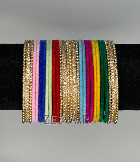 BANGLES | Multi | Velvet Bangles with AD Karey
