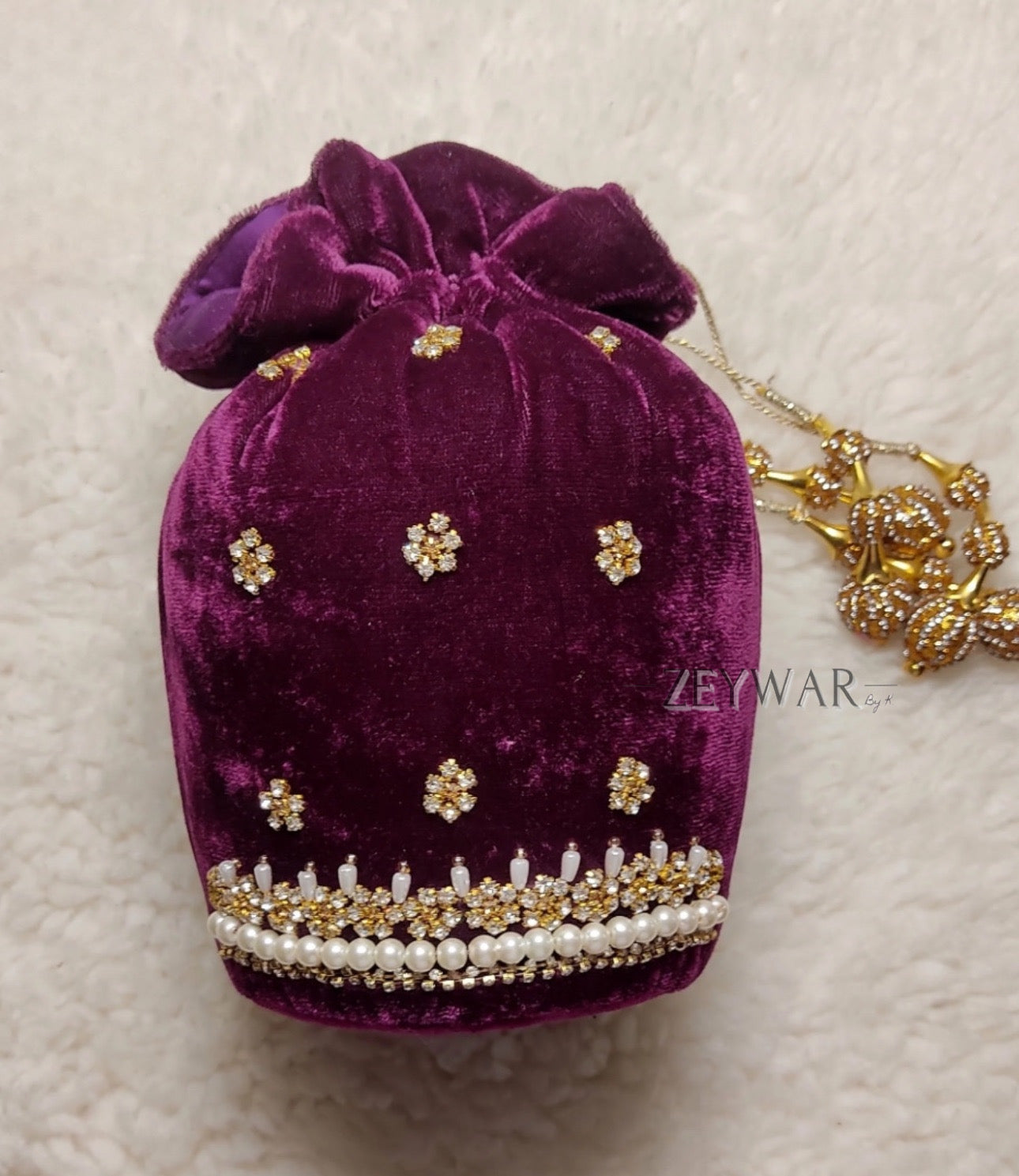 ZAHRA | Velvet Potli Bag with Hand Work