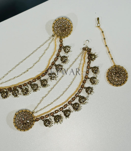 MEESHA | Polki Studs with Saharey & Tikka