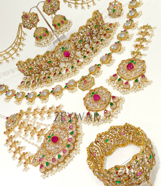 AISHA | Seven Piece Gold Plated Pakistani Style Bridal Set
