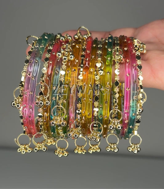 MUNEEBA | Multicolour | Rainbow Glass & Kashmiri Bangles