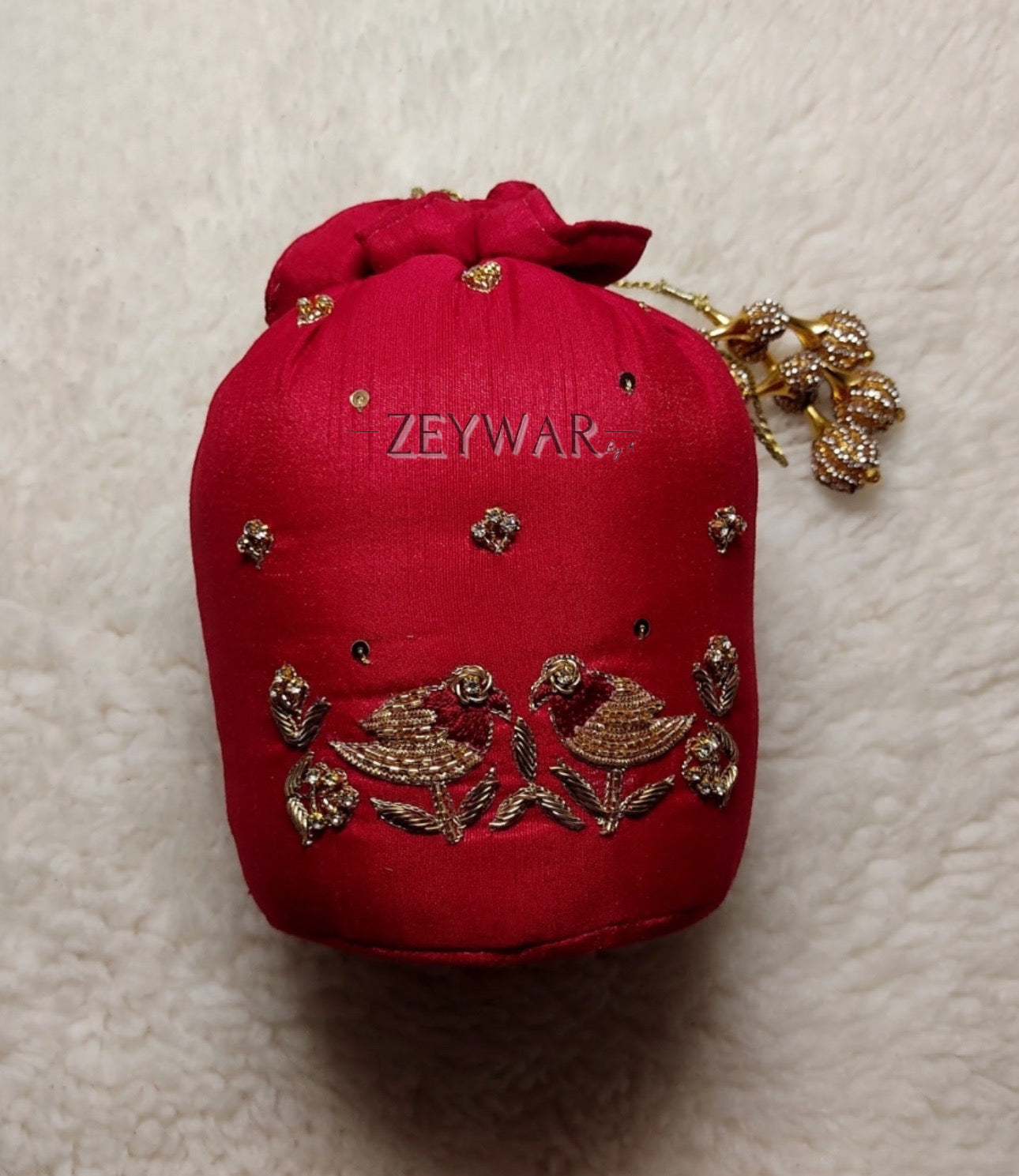 ILHAM | Satin Potli Bag with Gold Hand Work