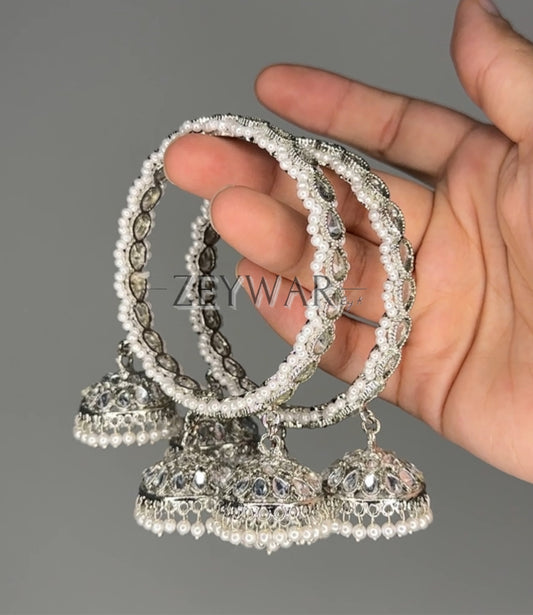 ALIZEY | Silver | Polki Karey with Jhumkey