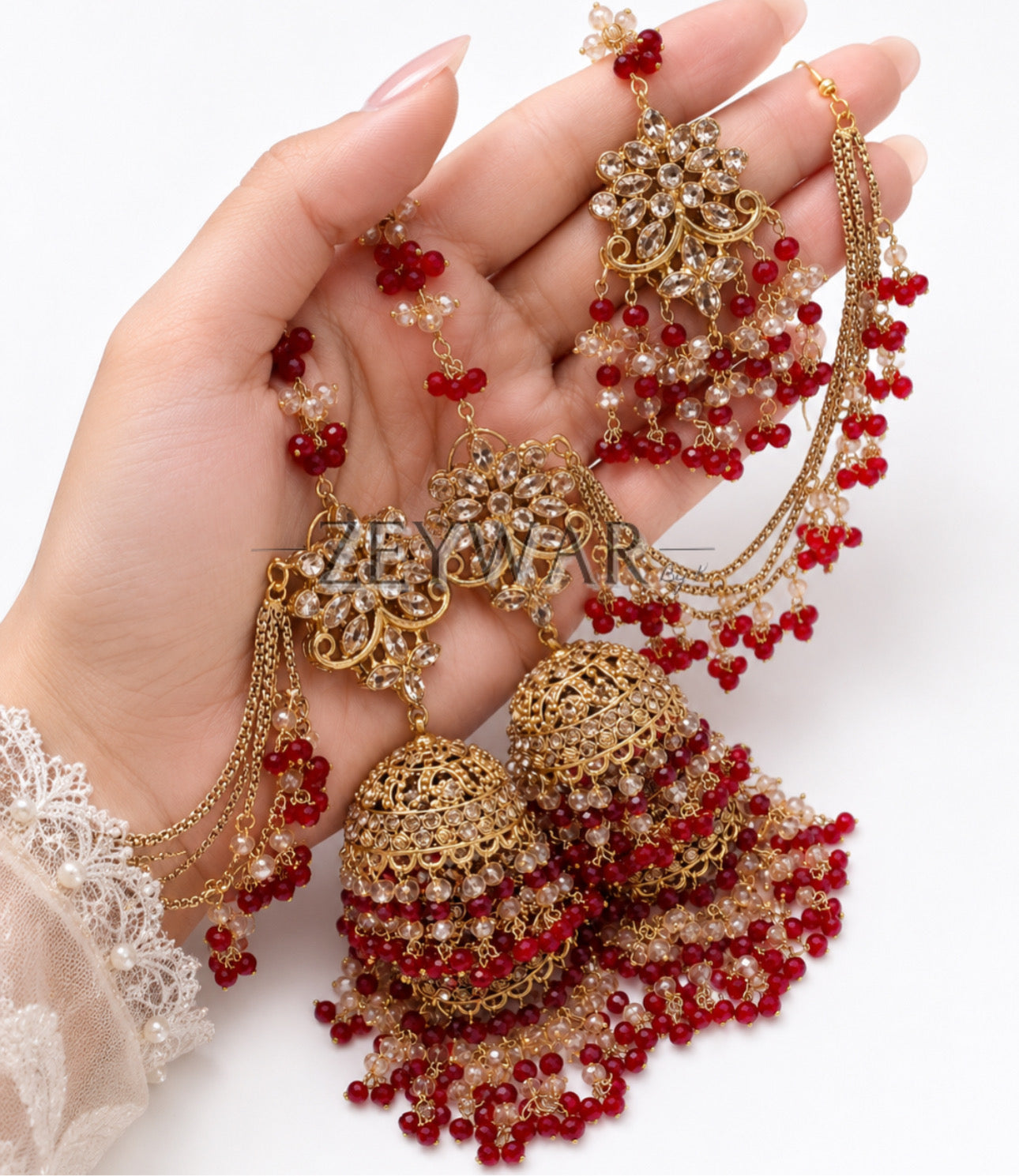ANAHITA | Gold-plated Double Layer Jhumki’s & Tikka