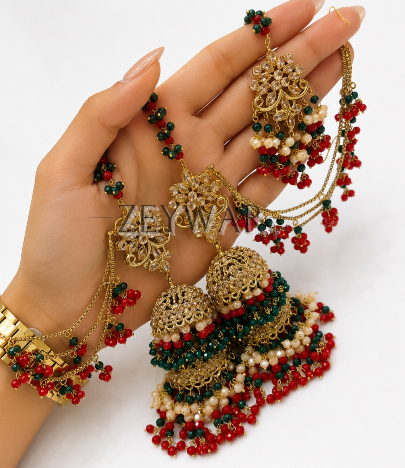 ANAHITA | Gold-plated Double Layer Jhumki’s & Tikka