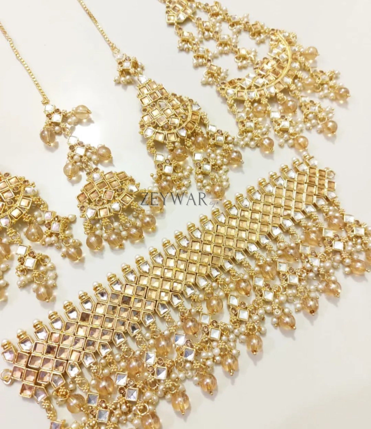 WISHA | Pearl & Stone Work Bridal/Semi-Bridal Set