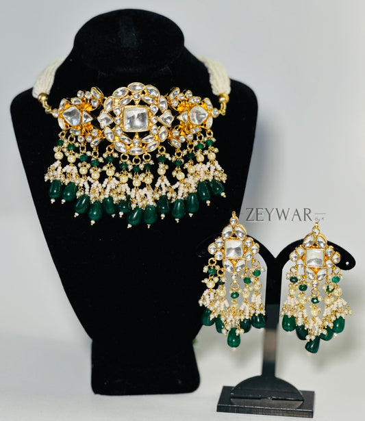 MANAAL | Pachi Kundan Choker with Earrings, Gold-Plated