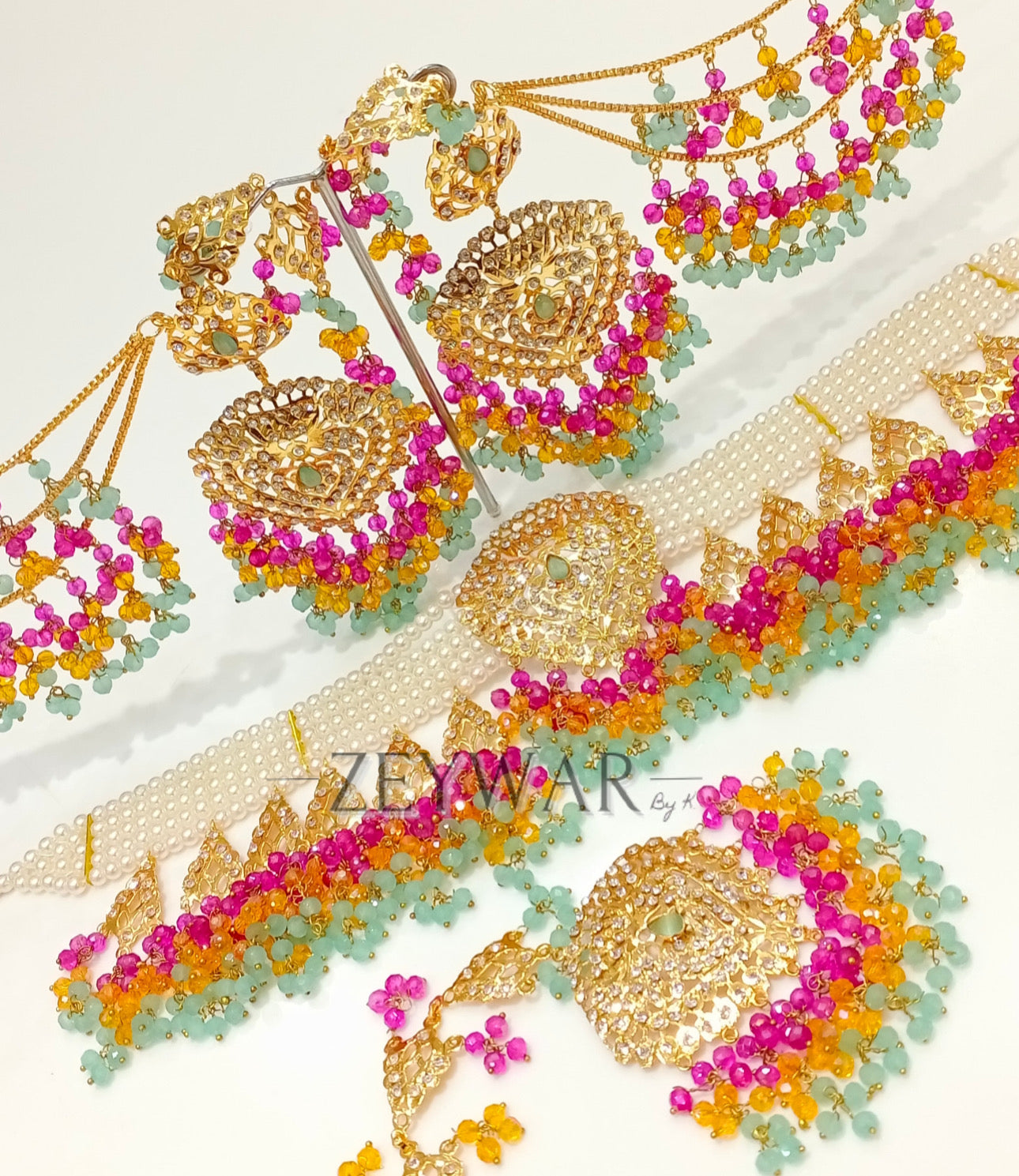ALISHBA | Gold Plated Pakistani Style Jadau Choker Set