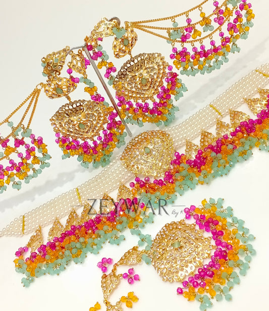 ALISHBA | Gold Plated Pakistani Style Jadau Choker Set