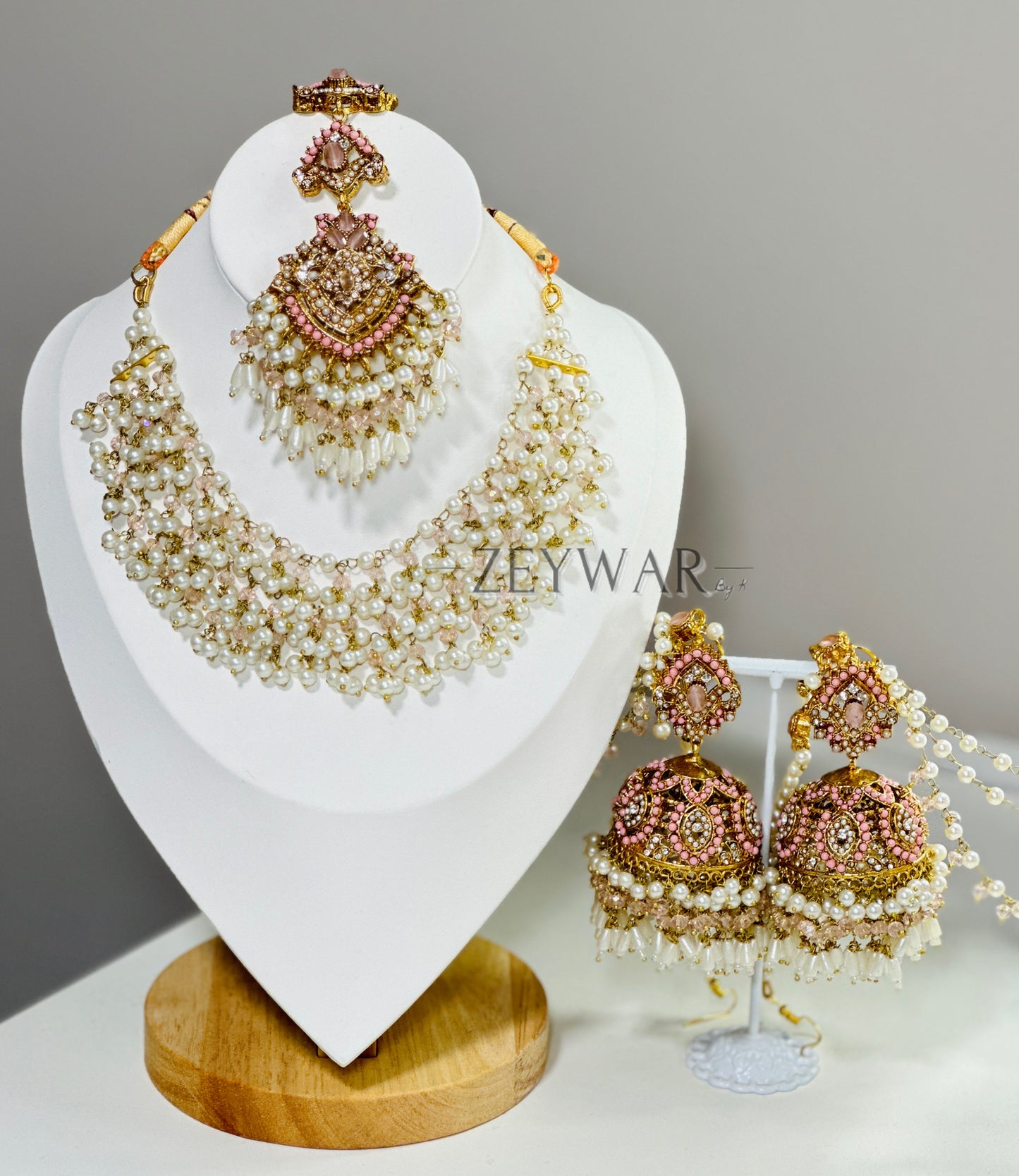 IFZAH | Beaded Necklace with Oversized Jhumki's & Tikka