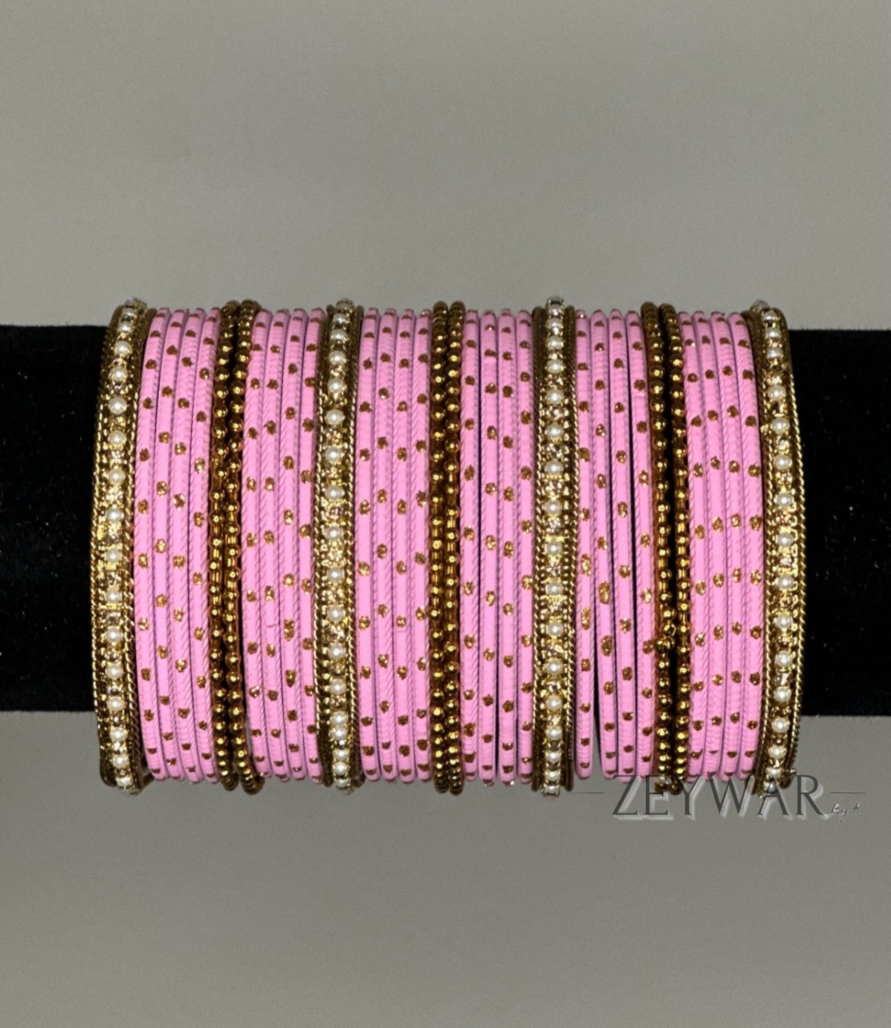 BANGLES | Baby Pink | Glass Bangles with Gold Specks