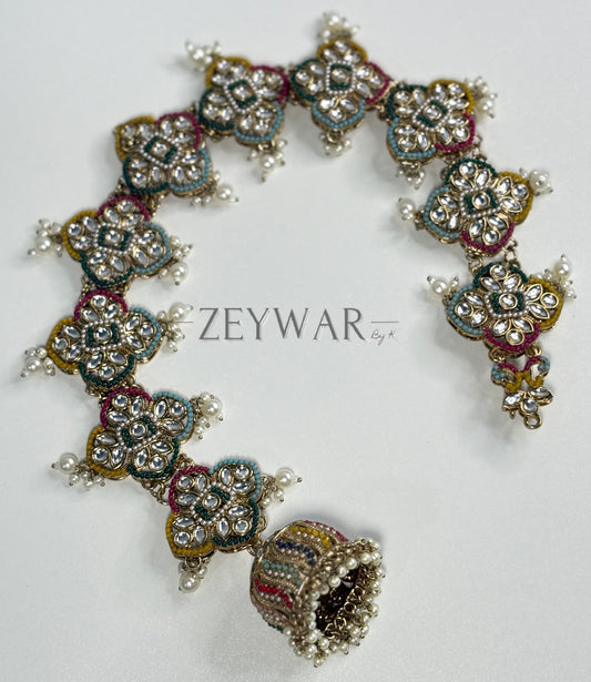 AAMNA | Antique Polish Kundan Braid Accessory