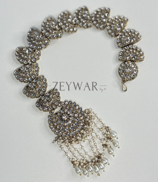 MAHEEN | Antique Polish Kundan Braid Accessory