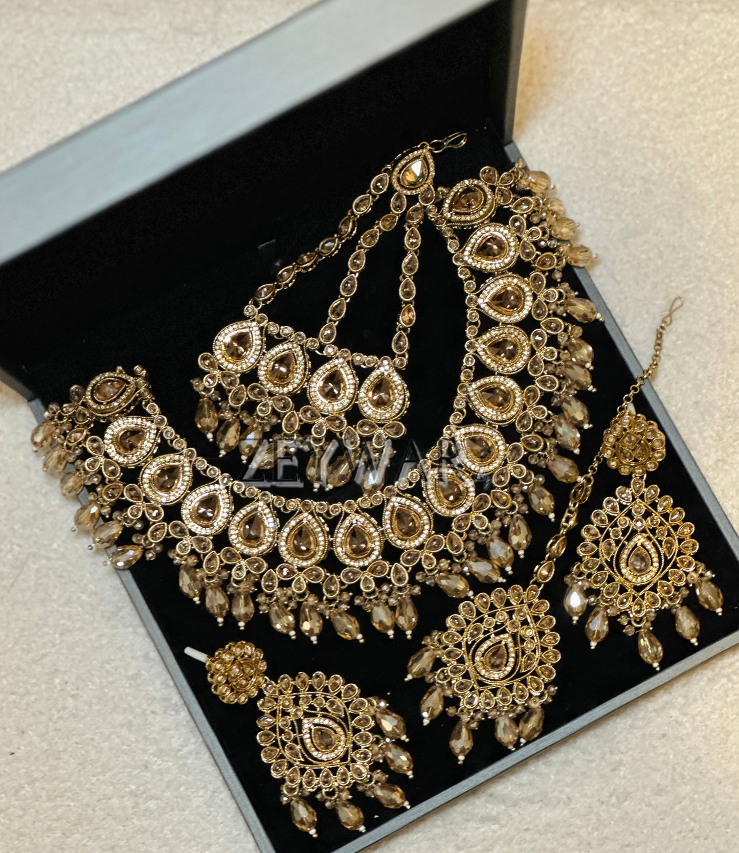 NASEEM [Gold] | 7 Piece Polki Bridal Set
