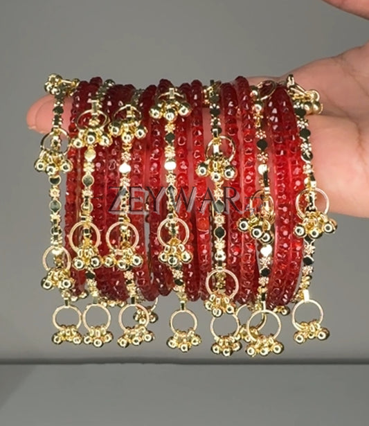 SEERAT | Maroon | Glass & Kashmiri Bangles