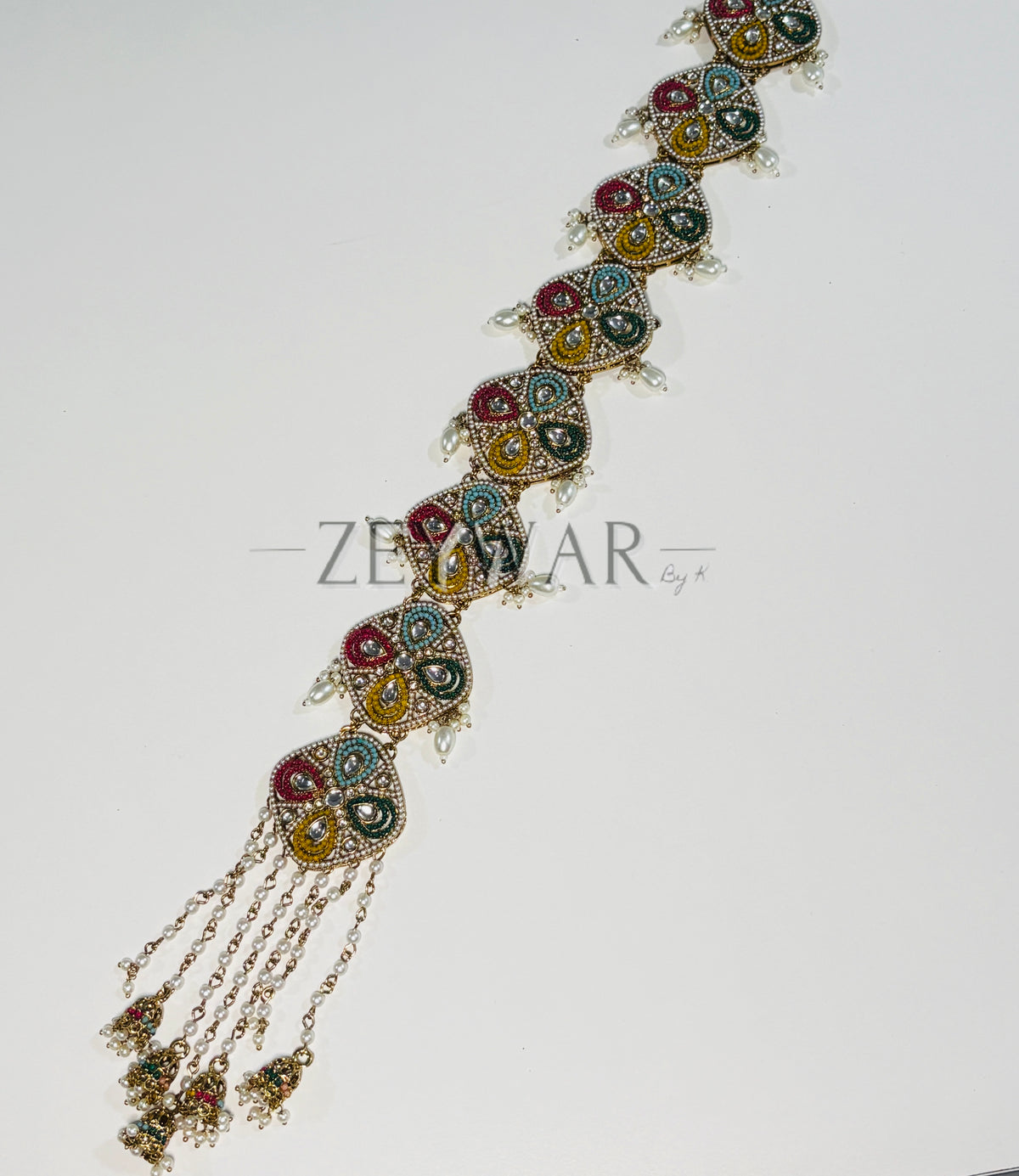 NIHA | Kundan Hair Accessory with Jhumki Details