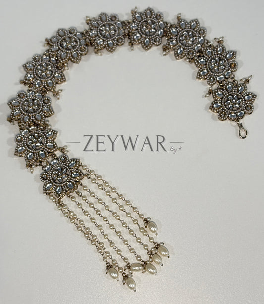 QUDSIYA | Antique Polish Kundan Braid Accessory