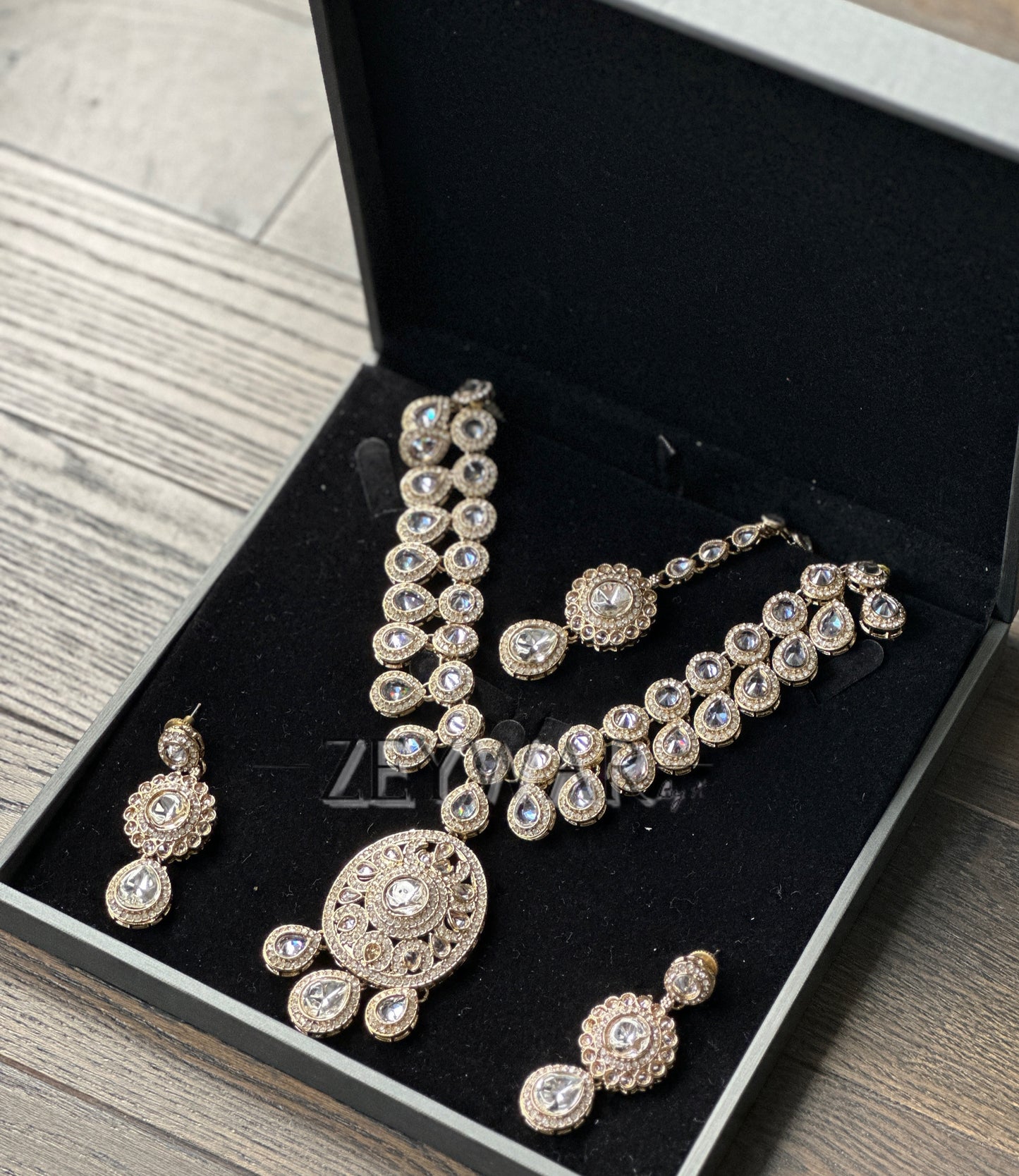 REEM | AD & Polki Set with Earrings & Tikka