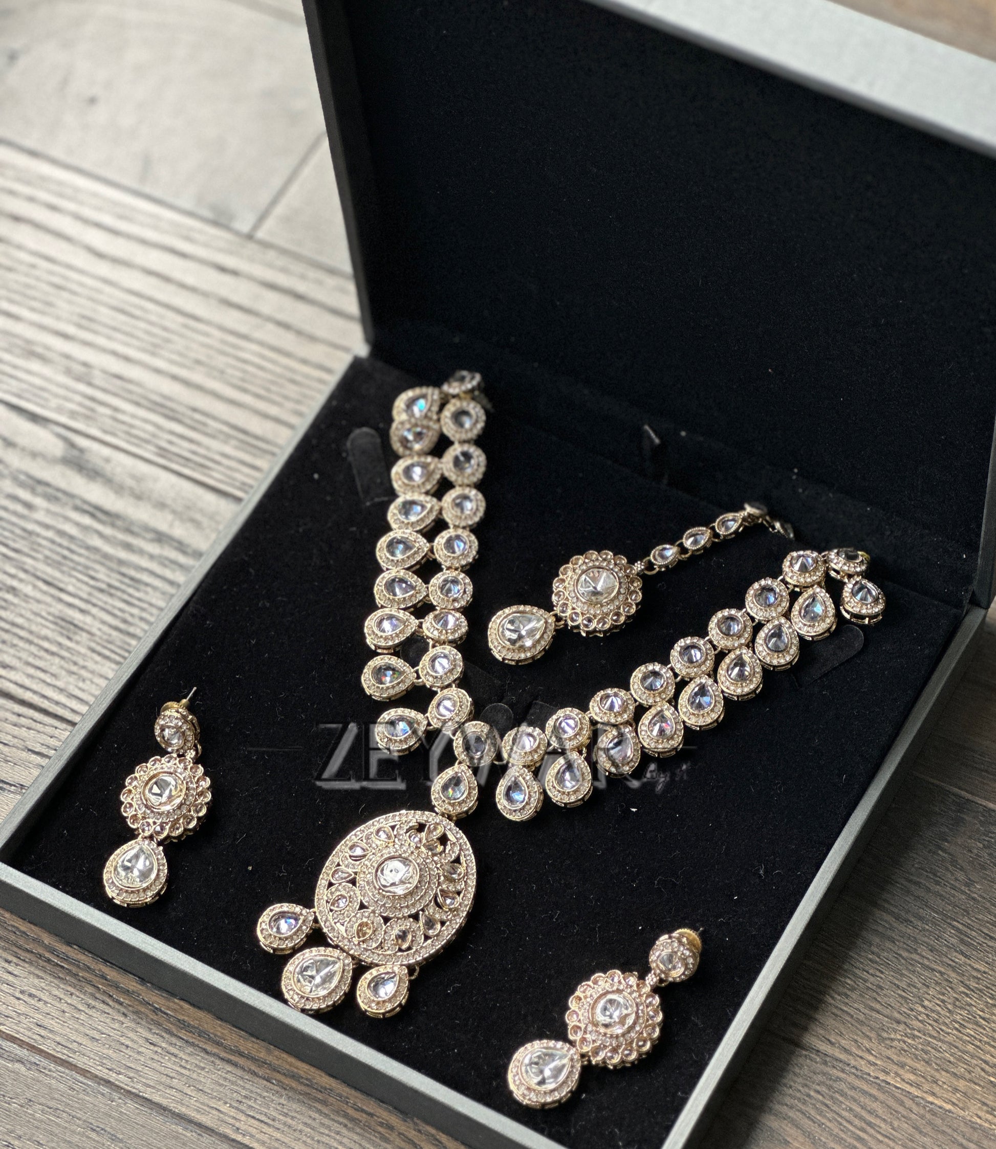 REEM | AD & Polki Set with Earrings & Tikka