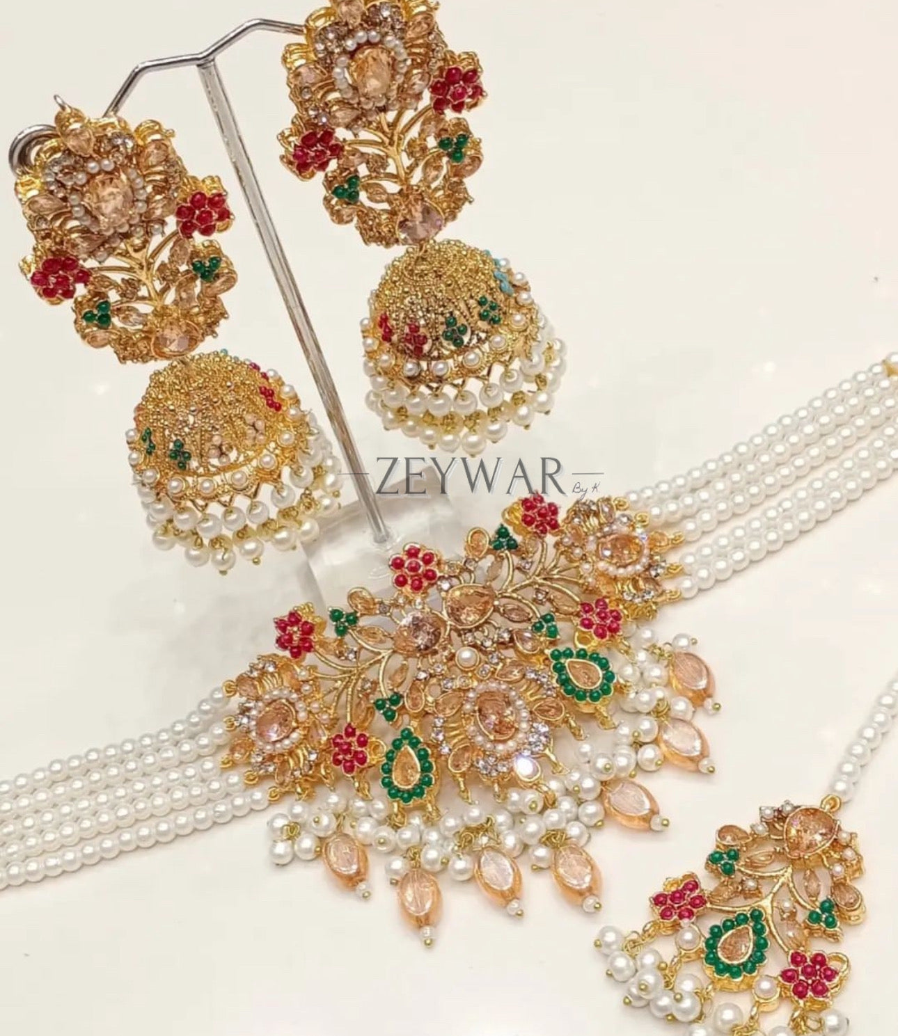 SITARA | Trending Choker Set with Oversized Earrings & Tikka