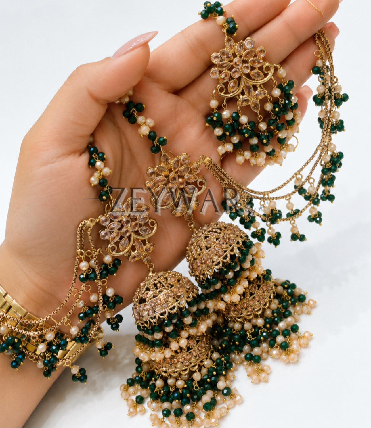 ANAHITA | Gold-plated Double Layer Jhumki’s & Tikka