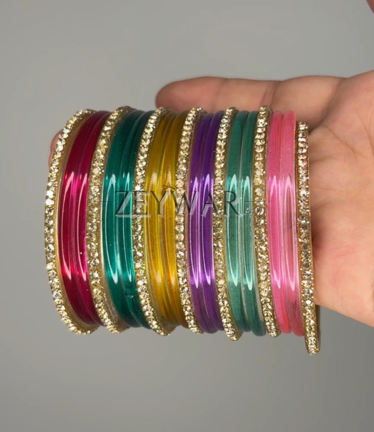 KAUSAR | Glass Bangles with AD Details