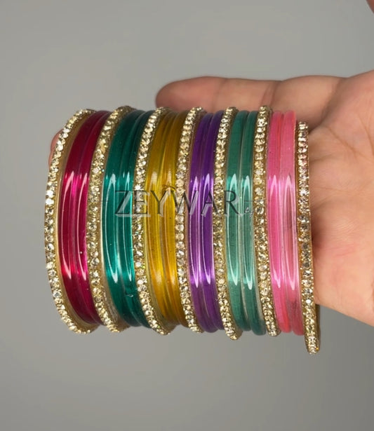 KAUSAR | Glass Bangles with AD Details