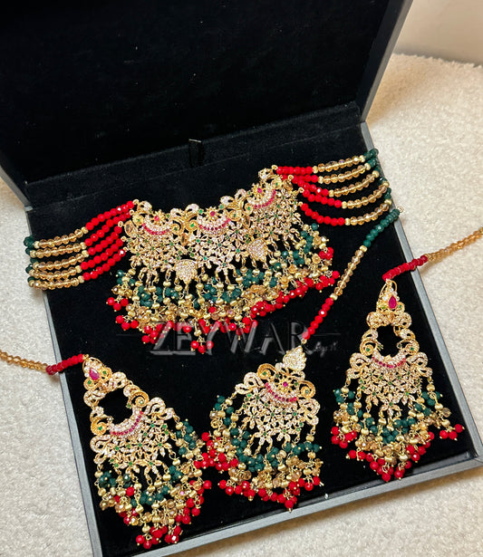 RABYA | Choker Set with Earrings & Tikka