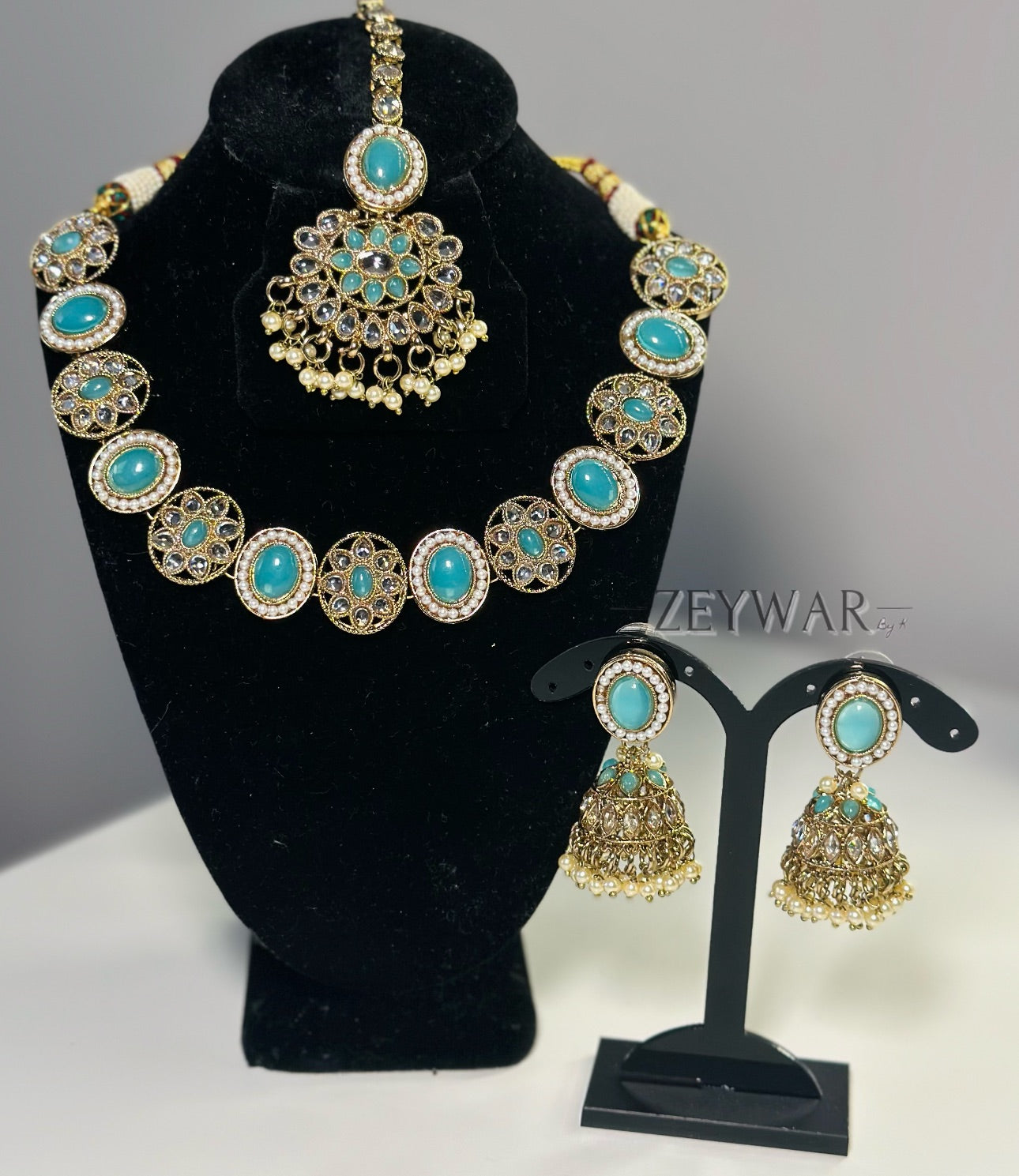 SAHIBA | Polki Neckline with Jhumki's & Tikka