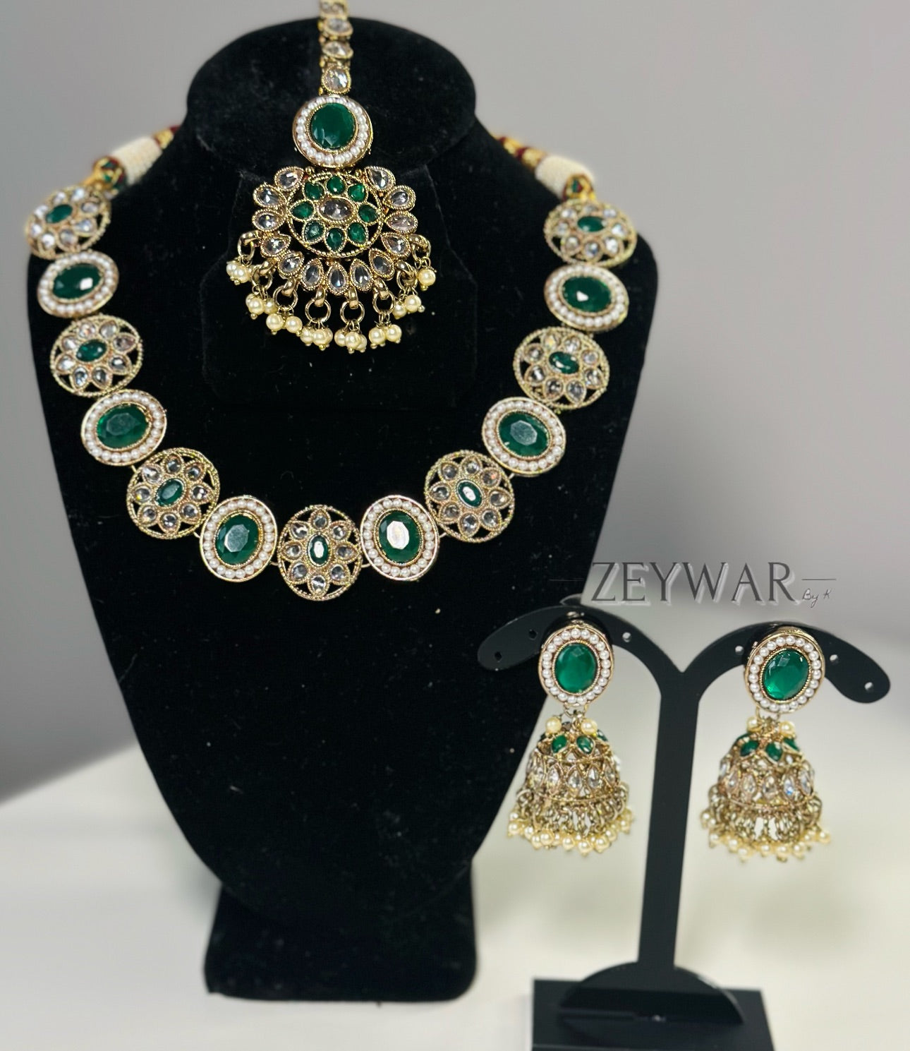 SAHIBA | Polki Neckline with Jhumki's & Tikka