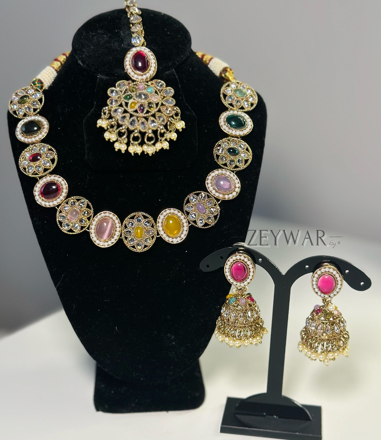 SAHIBA | Polki Neckline with Jhumki's & Tikka