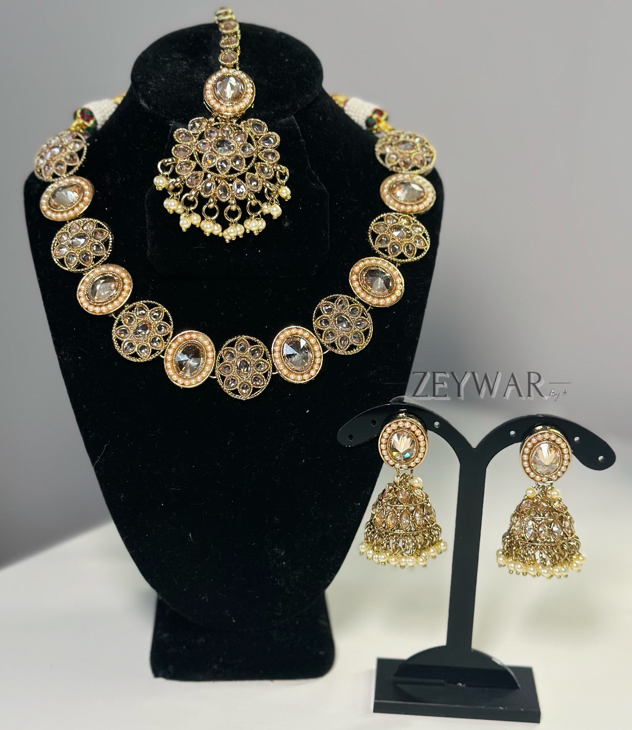 SAHIBA | Polki Neckline with Jhumki's & Tikka