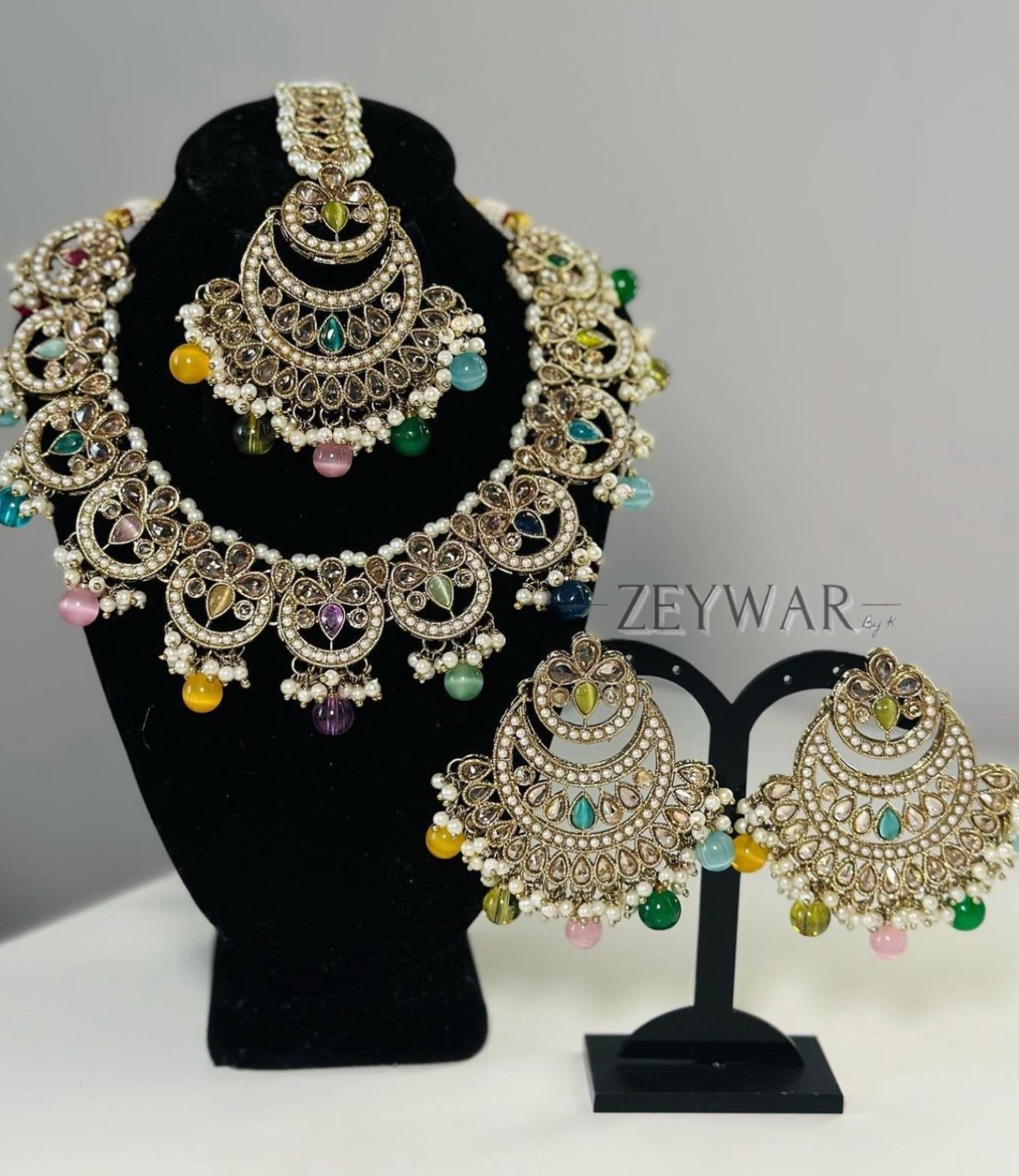 MAHI | Polki Set with Earrings & Oversized Tikka