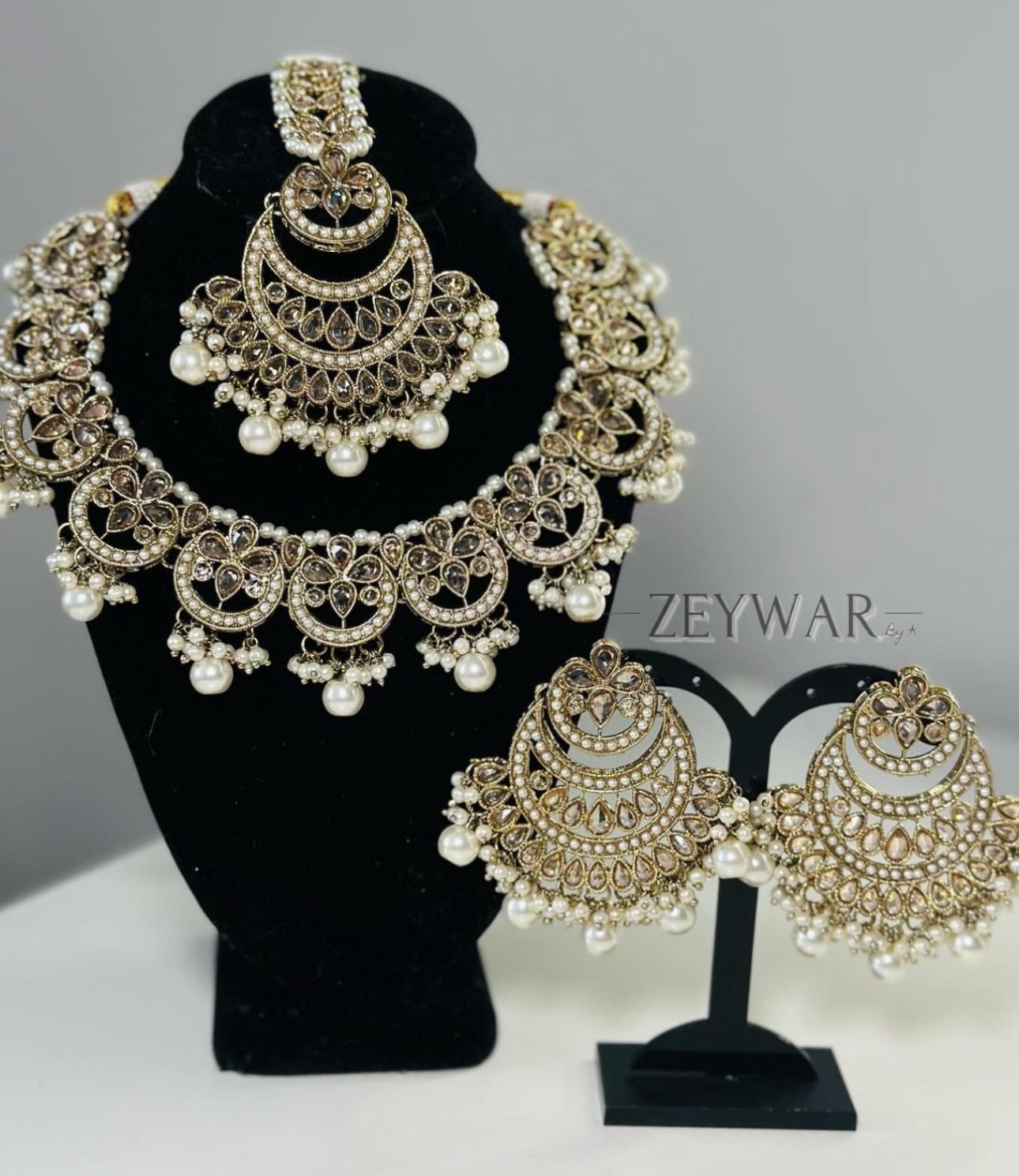 MAHI | Polki Set with Earrings & Oversized Tikka