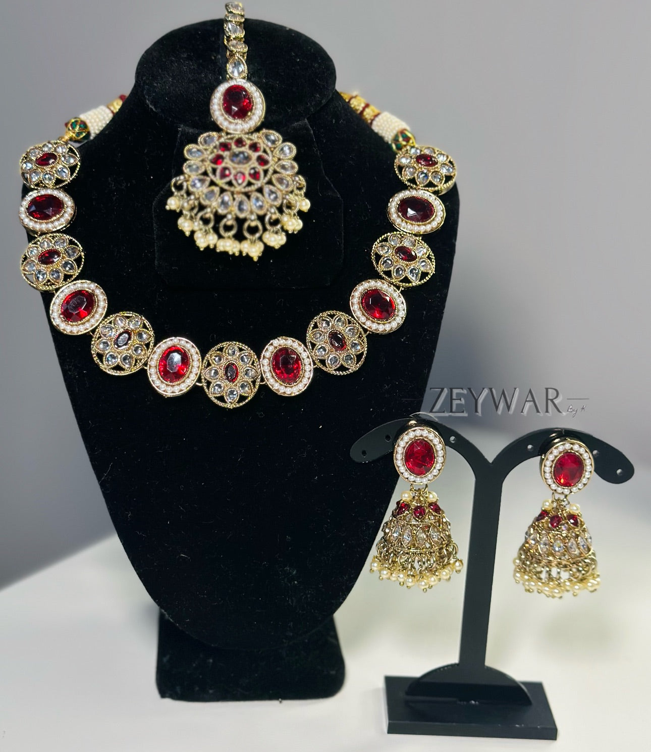 SAHIBA | Polki Neckline with Jhumki's & Tikka